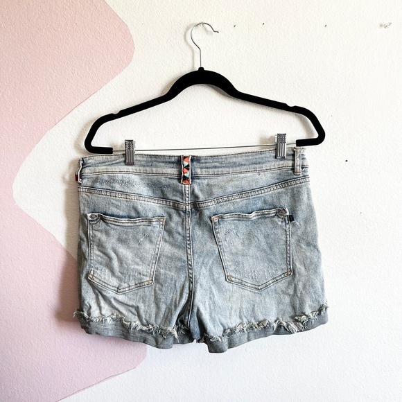 Anthropologie Pilcro Denim Shorts Womens Size 30 Embroidered Festival Boho - Picture 2 of 8